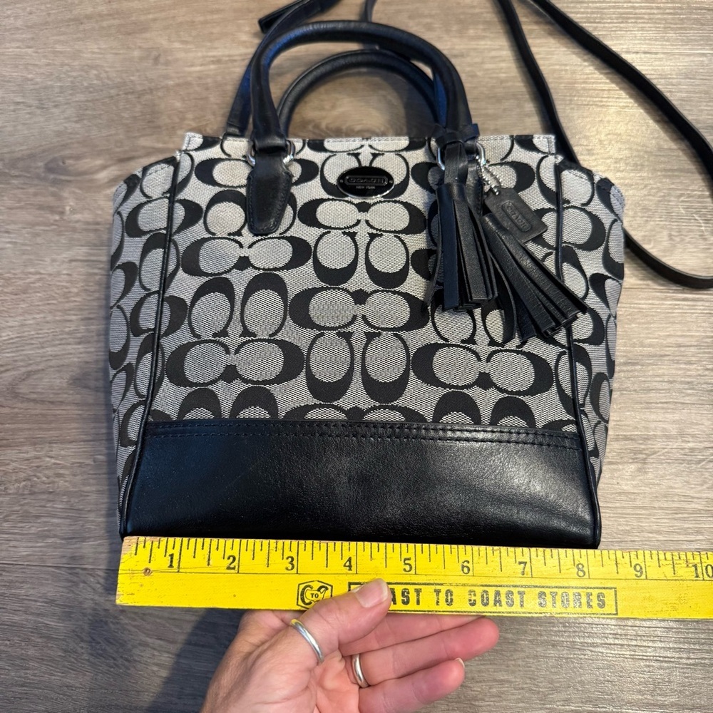 Coach Signature Legacy Mini Tanner Black & White Tote Bag - Picture 3 of 8